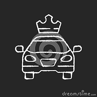 Premier cars chalk white icon on black background Vector Illustration