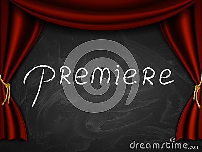 Premiere On Blackboard Stock Photo