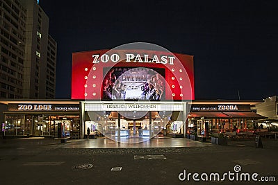 the premiere cinema Zoo Palast in Berlin by night Editorial Stock Photo