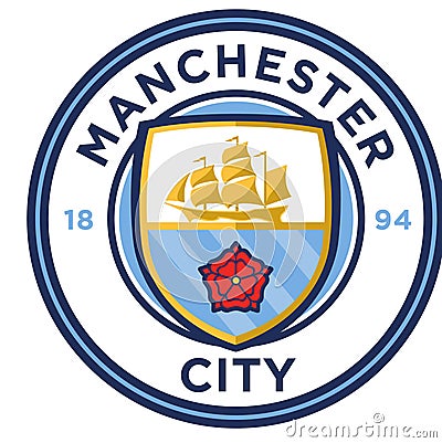 Manchester city logo editorial illustrative on white background Editorial Stock Photo