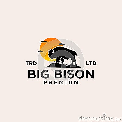 Premium black bison vector logo icon design Stock Photo