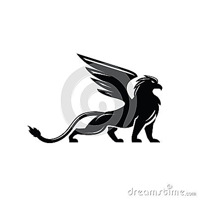 Premium black minimal Griffin Mythical Creature Emblem mascot Vector Design Vector Illustration