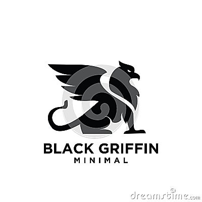 Premium black minimal Griffin Mythical Creature Emblem mascot Vector Design Logo Vector Illustration