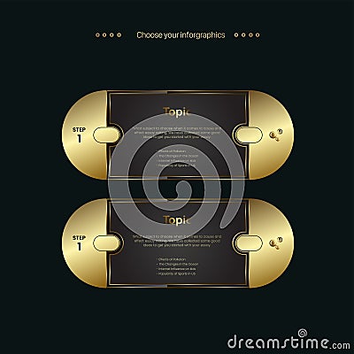 2 Premium button vector design on dark background, and Two golden objects template, 2 premium rounded buttons for financial levels Vector Illustration