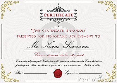 Premium certificate template design Vector Illustration