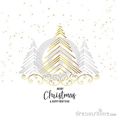 premium christmas tree design with floral decoration on white ba Vector Illustration