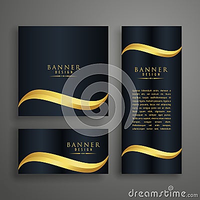 premium clean banners or cards design with golden wave Vector Illustration