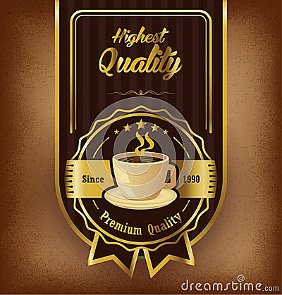 Premium coffee label design over vintage background Vector Illustration