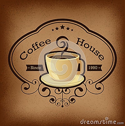 Premium coffee label over vintage background Vector Illustration