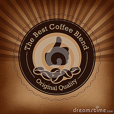 Premium coffee label over vintage background Vector Illustration