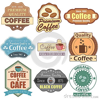 Premium Coffee label tag sticker for Advertisement Vector Illustration