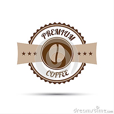 Premium coffee sticker isolated on white background Vector Illustration