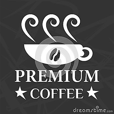 Premium coffee symbol and cup Vector Illustration