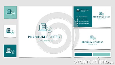 Premium content logo design with editable slogan. Branding book and business card template. Vector Illustration