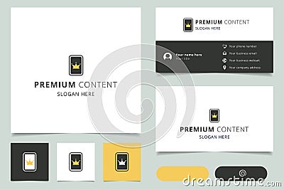 Premium content logo design with editable slogan. Branding book and business card template. Vector Illustration