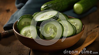 A crunchy and refreshing cucumber great for salads or snacking created with Generative AI Stock Photo