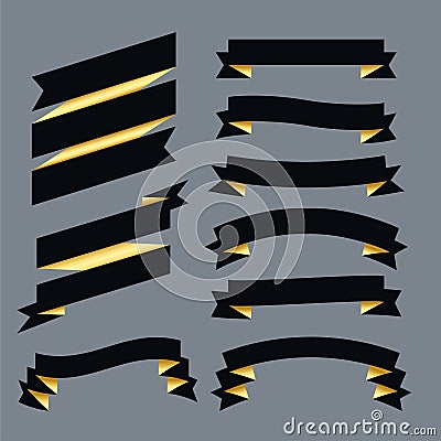 Premium dark ribbons set design Vector Illustration