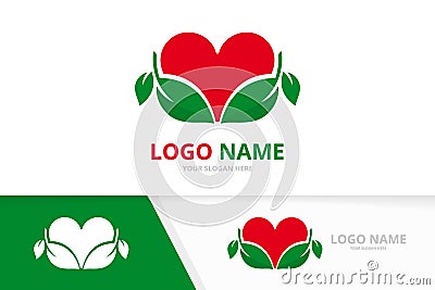 Premium ecological heart logo combination. Love logotype design template. Vector Illustration