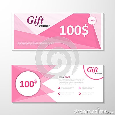 Premium elegance pink gift voucher template layout design set, certificate discount coupon pattern Vector Illustration