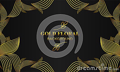 premium elegant gold floral background with floral and leaf ornament Vector Illustration