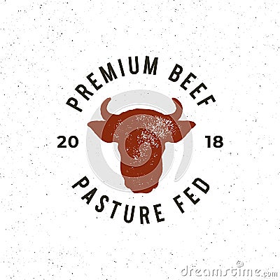 Premium fresh beef label. retro styled meat shop emblem. vector illustration Vector Illustration