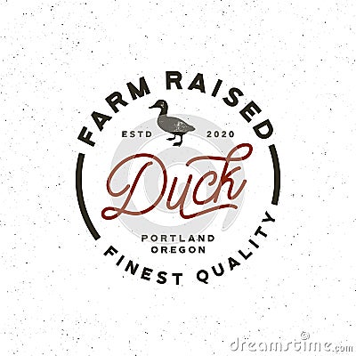 Premium fresh duck meat label. retro styled meat shop emblem. vector illustration Vector Illustration