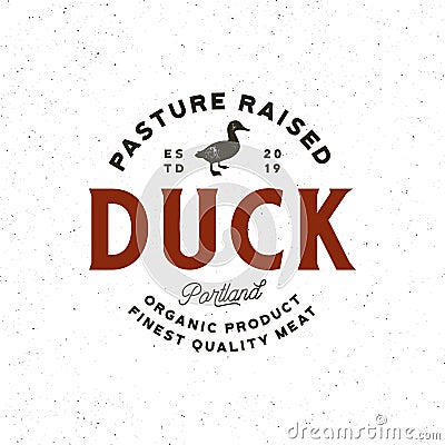 Premium fresh duck meat label. retro styled meat shop emblem. vector illustration Vector Illustration