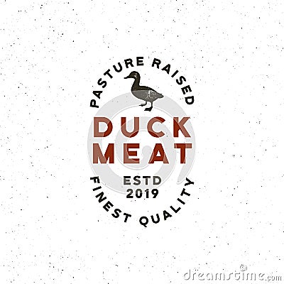 Premium fresh duck meat label. retro styled meat shop emblem. vector illustration Vector Illustration