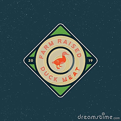 Premium fresh duck meat label. retro styled meat shop emblem. vector illustration Vector Illustration