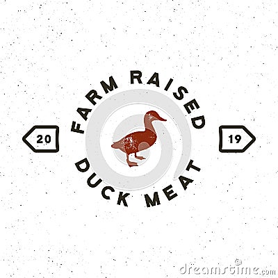 Premium fresh duck meat label. retro styled meat shop emblem. vector illustration Vector Illustration