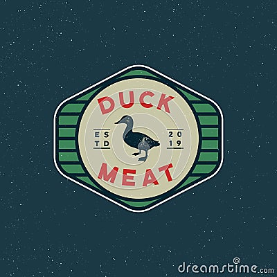 Premium fresh duck meat label. retro styled meat shop emblem. vector illustration Vector Illustration