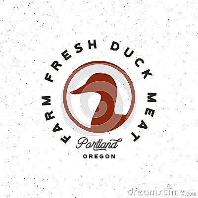 Premium fresh duck meat label. retro styled meat shop emblem. vector illustration Vector Illustration