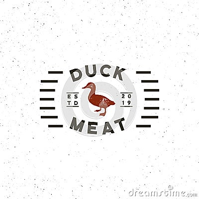 Premium fresh duck meat label. retro styled meat shop emblem. vector illustration Vector Illustration