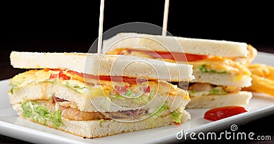 Premium fresh triple decker club sandwich Stock Photo