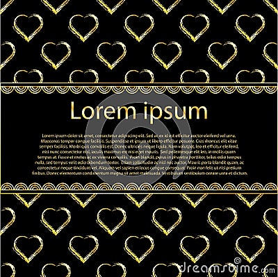 Premium gold hearts for Valentine Day greeting card. Vector Illustration