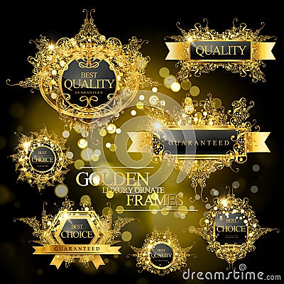 Premium golden quality labels Stock Photo