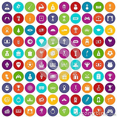 100 premium icons set color Vector Illustration