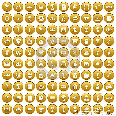 100 premium icons set gold Vector Illustration