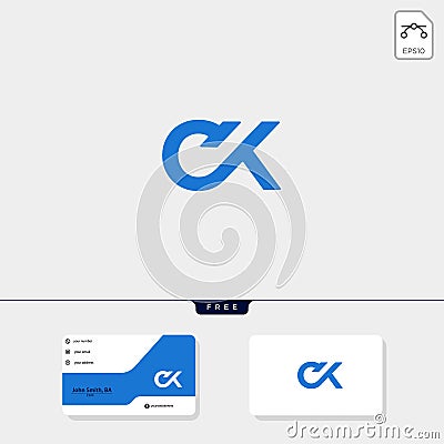 Premium initial Ck, KC, C, or K creative logo template and business card design template include. vector illustration and logo Vector Illustration