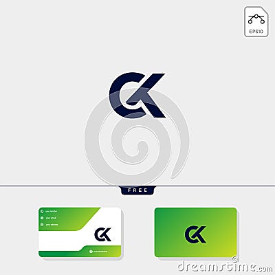 Premium initial Ck, KC, C, or K creative logo template and business card design template include. vector illustration and logo Vector Illustration