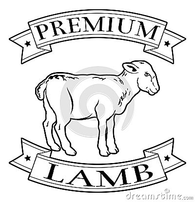 Premium lamb food label Vector Illustration