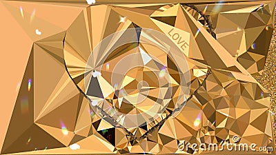 Premium Liquid Gold Love Heart Abstract Background Stock Photo