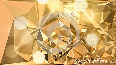 Premium Liquid Gold Love Heart Abstract Background Stock Photo