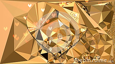 Premium Liquid Gold Love Heart Abstract Background Stock Photo