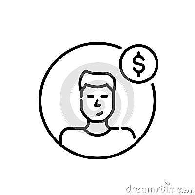 Premium member profile pic. Man with paid subscription. Male user avatar. Pixel perfect icon Vector Illustration
