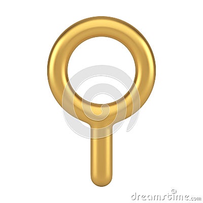 Premium metallic golden magnifying glass vertical zoom equipment realistic 3d icon vector Vector Illustration