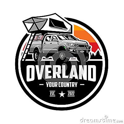 Premium Overland Camper Truck Badge Emblem Logo Vector Isolated Vector Illustration