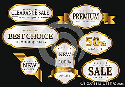 Premium quality collection golden labels design set luxury vector Vector Illustration