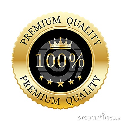 100% premium quality crown and 5 star gold gradient logo. Vector Illustration