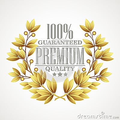 Premium quality golden laurel wreath. Vector Vector Illustration